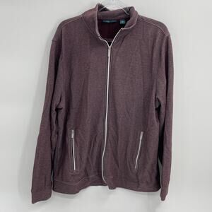 PERRY ELLIS Mens Sweater Size XXL Lightweight Jersey Full Zip Stretch Pockets